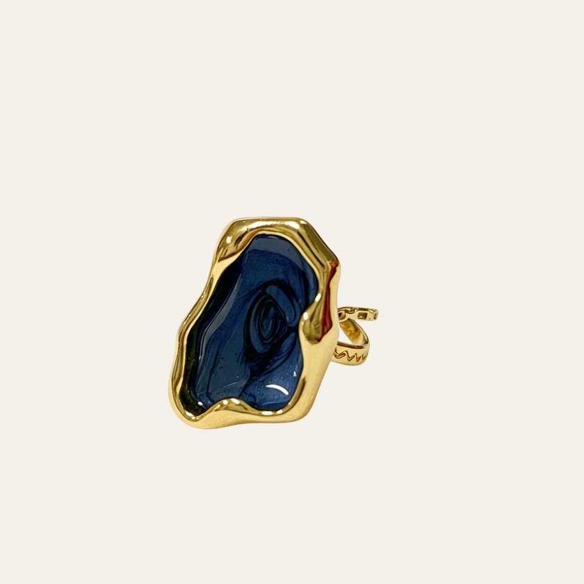 Anillo Nala de esmalte azul con dorado