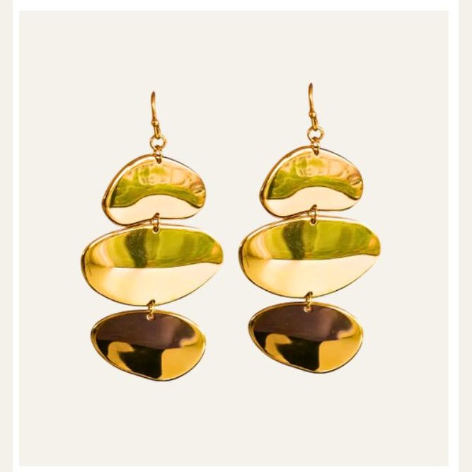 Aretes Duna de discos orgánicos dorados