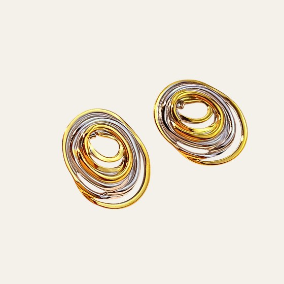 Aretes Malta de espirales en oro y plata
