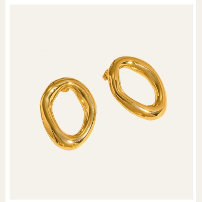 Aretes Oru de óvalo orgánico dorado