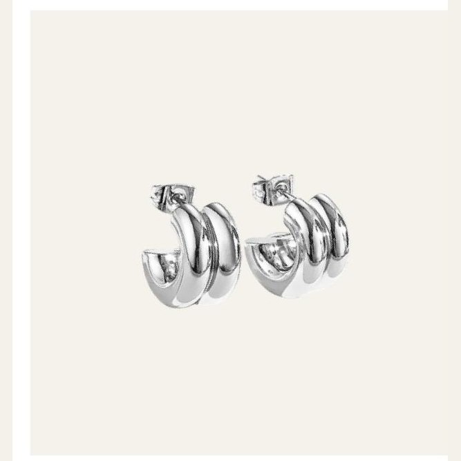 Aretes Yuza de triple aro plateado