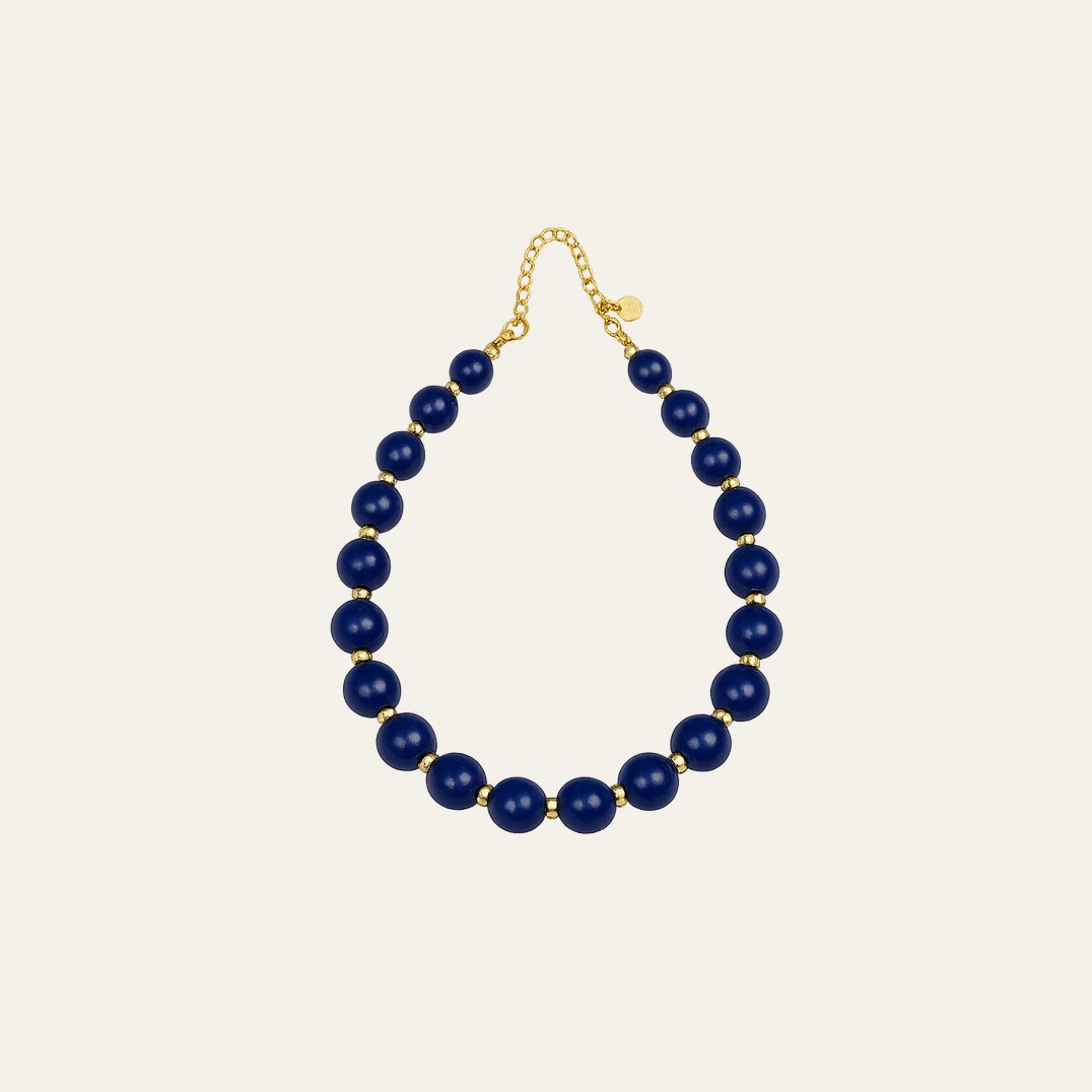 Collar Lumén de cuentas azules con dorado