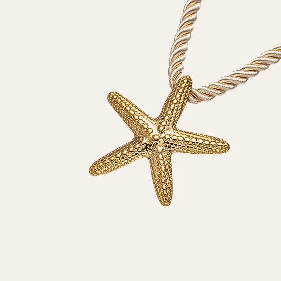 Collar Zen con estrella de mar dorada en cordón