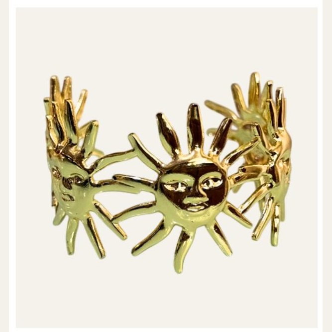Pulsera Marbella cuff de soles dorados